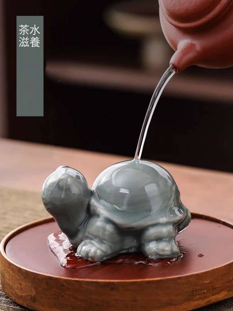 【汀和大福】創意禪意萌龜茶寵 可養開片功夫茶具 茶室茶玩家居茶寵烏龜擺件
